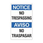 Notice No Trespassing / Aviso No Trespasar Sign
